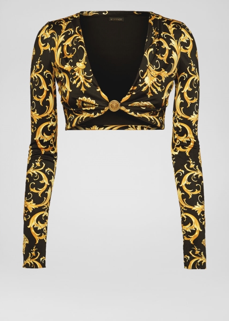 Top Versace V Barocco Print Crop Dama | JDAFWOX-51